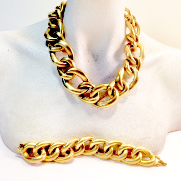 Givenchy Jewelry - Vtg Givenchy Matte Gold Link Necklace Bracelet
